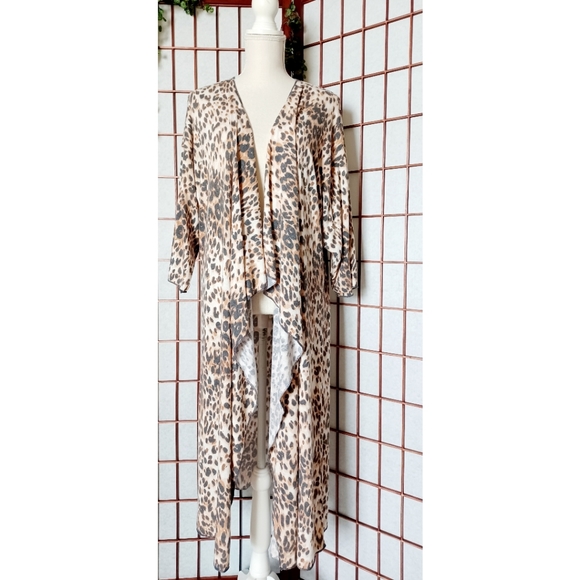 Lularoe Leopard Print Open Front Duster Cardigan - Picture 1 of 15